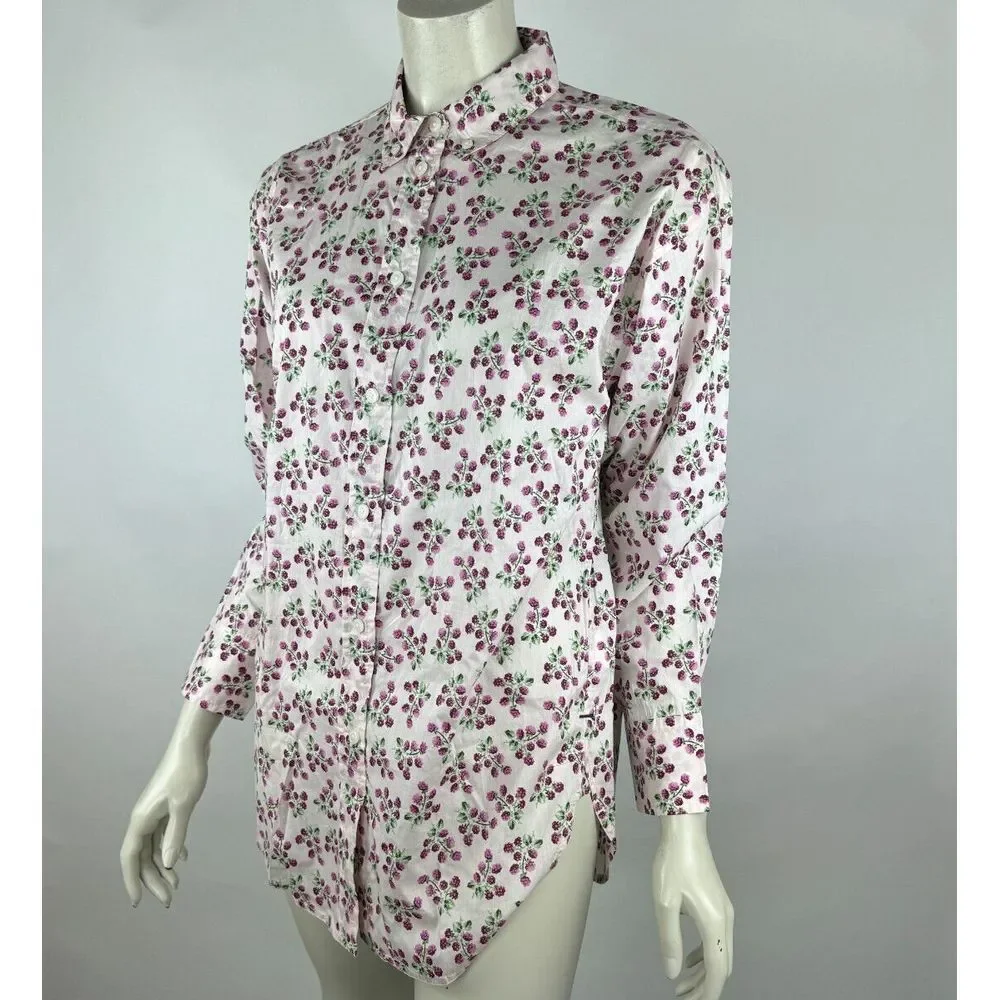 J Crew Relaxed-fit Cotton Poplin Shirt Women 2 NWT Collared‎ Long Sleeve Berry